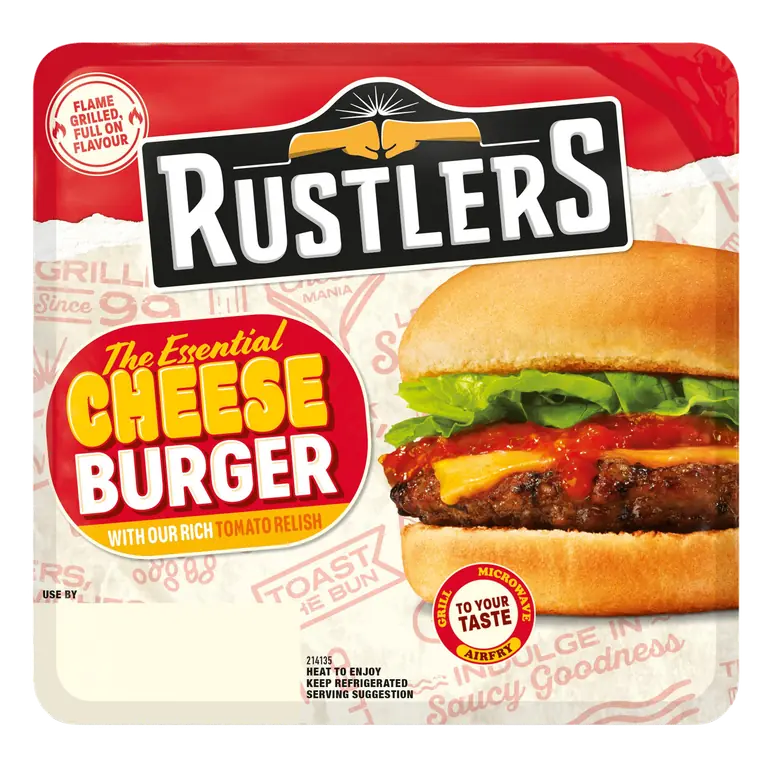 Rustlers The Essential Cheese Burger with Our Rich Tomato Relish 166g