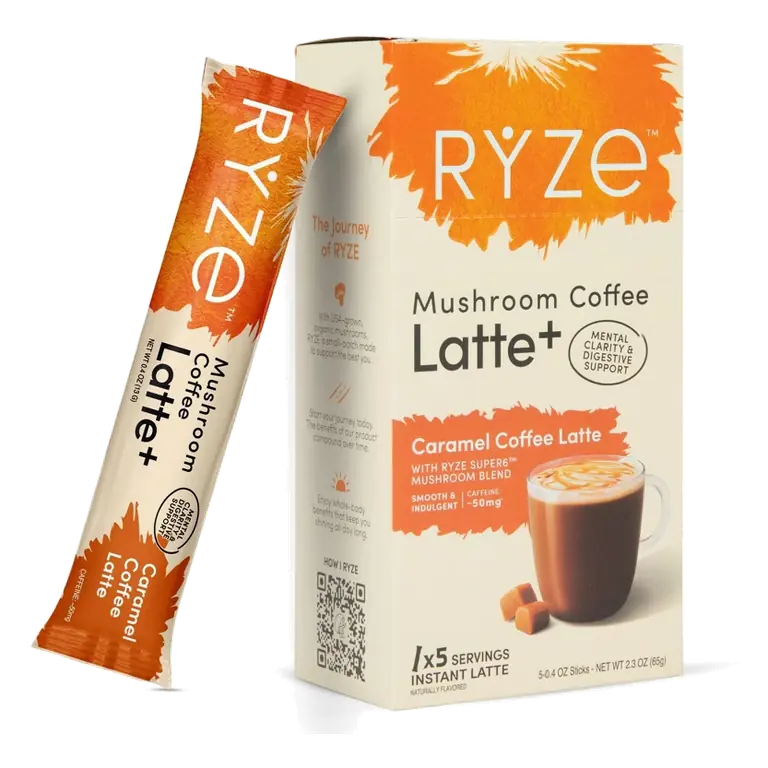 RYZE Mushroom Coffee Latte sticks, 2.3oz/5ct