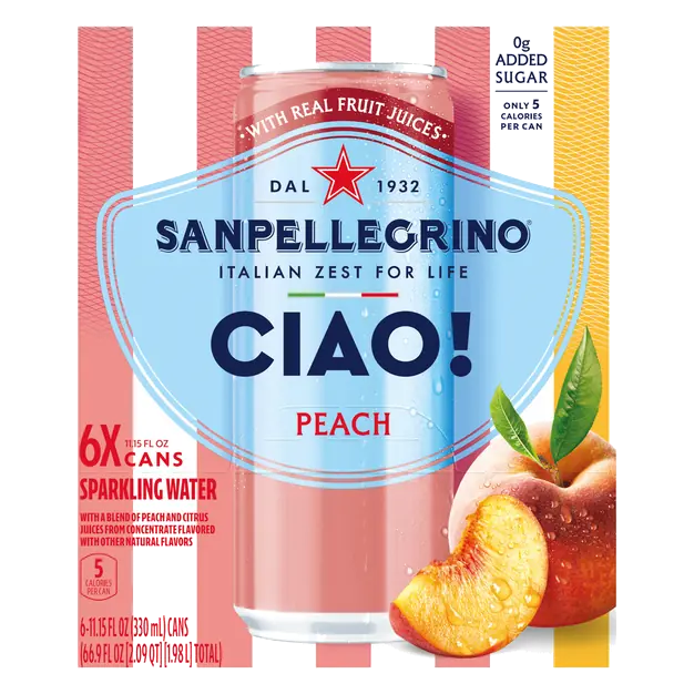 San Pellegrino Ciao Peach Sparkling Water - 6 pk