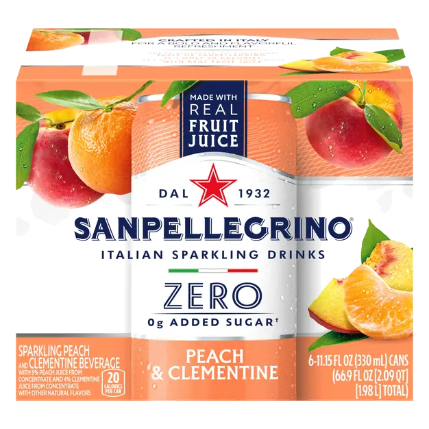 San Pellegrino Zero Peach & Clementine Sparkling Beverage - 6 pk