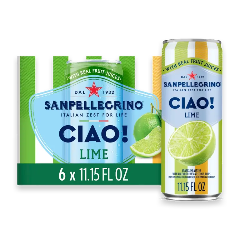 Sanpellegrino CIAO Lime Zero Added Sugar Sparkling Water Cans