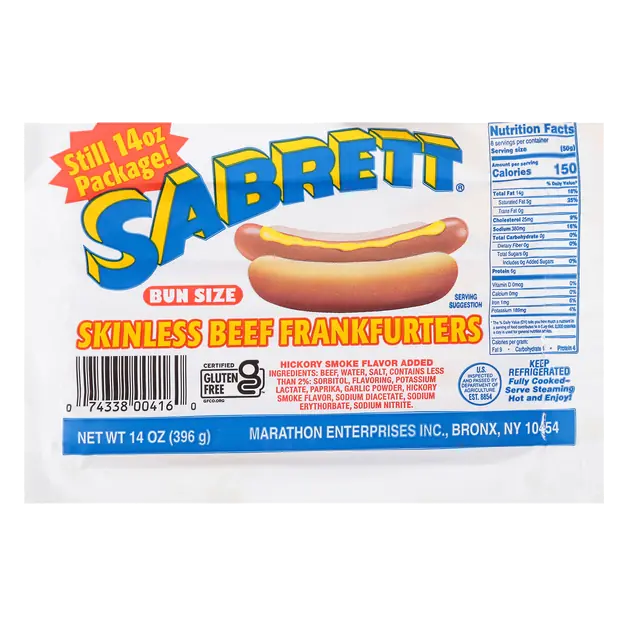 Bun Size Skinless Beef Frankfurters - 8 ct