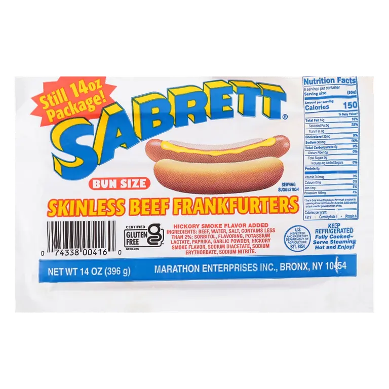 Bun Size Skinless Beef Frankfurters
