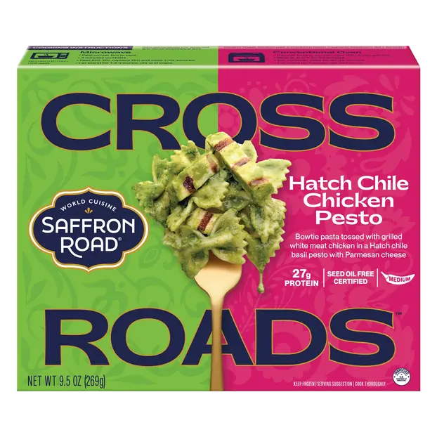 Crossroads 27g Protein Hatch Chile Chicken Pesto Frozen Meal