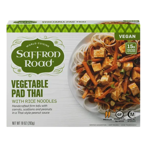 Vegetable Pad Thai with Rice Noodles Gluten-Free Indian Frozen Dinner