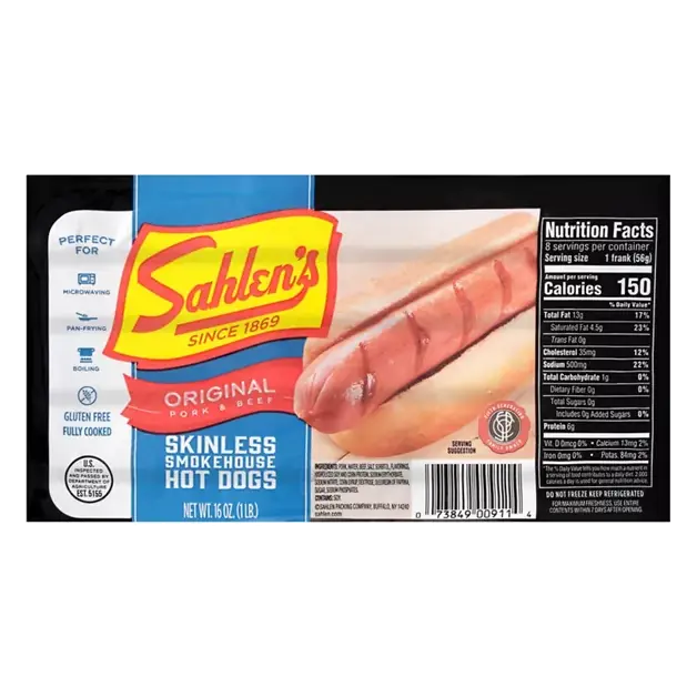 Skinless Smokehouse Original Pork & Beef Hot Dogs