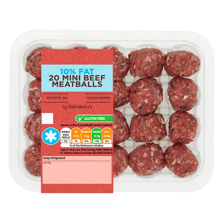 10% Fat Mini Beef Meatballs x20 350g
