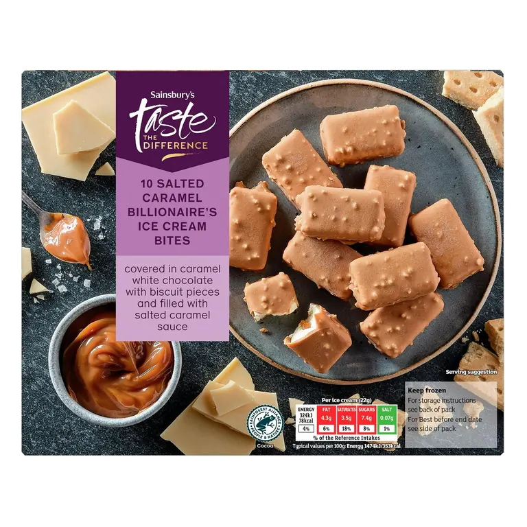 10 x 28ml Salted Caramel Billionaire's Ice Cream Bites, Taste the Difference
