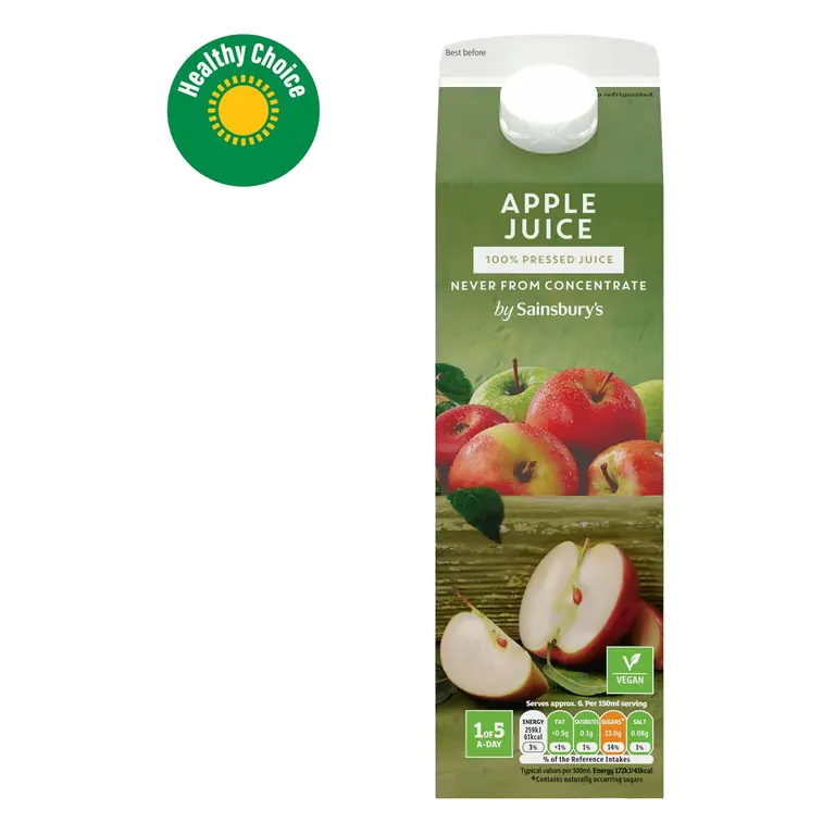 100% Pressed Apple Juice, Not From Concentrate 1L