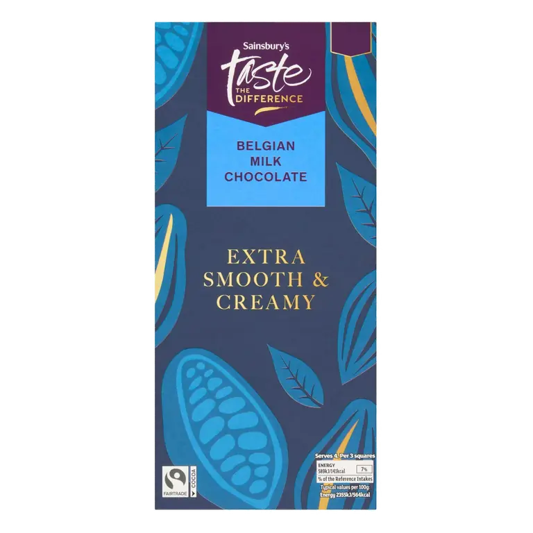 100g Belgian Milk Chocolate Extra Smooth & Creamy Chocolate Bar, Taste the Difference