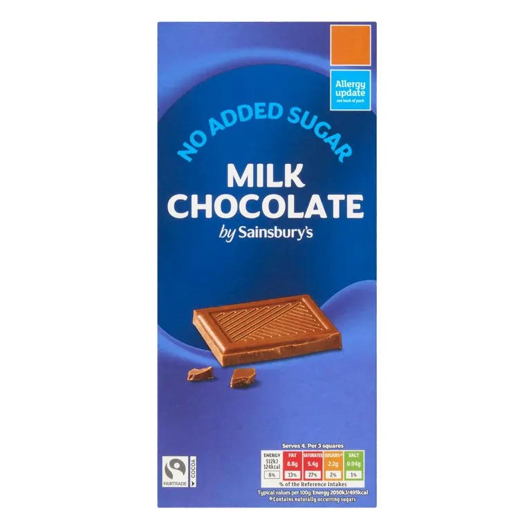 100g No Added Sugar Milk Chocolate Bar