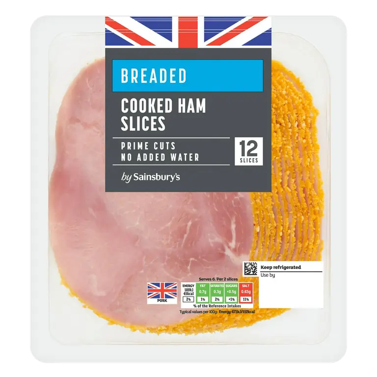 12 Breaded Cooked Ham Slices 240g