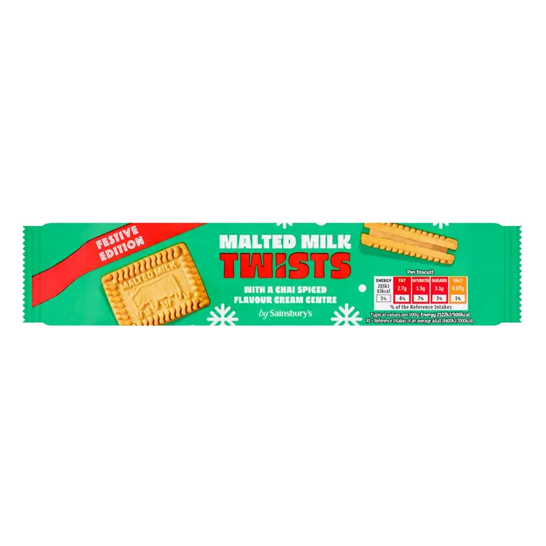 150g Malted Milk Twists Biscuits, Festive Edition