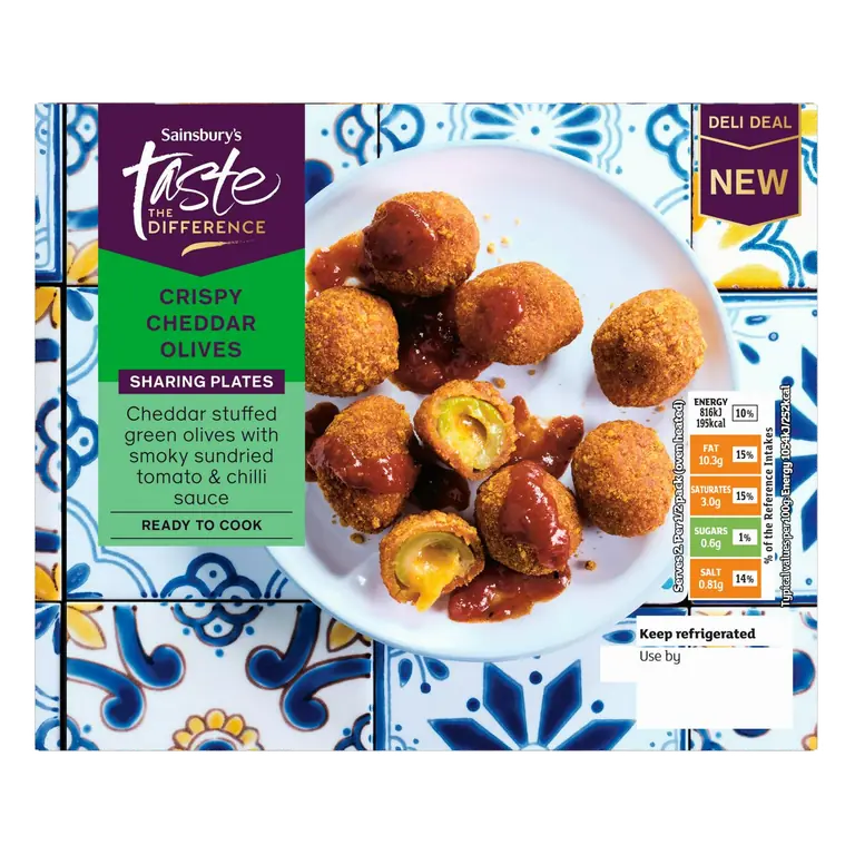 155g Crispy Cheddar Olives, Taste the Difference