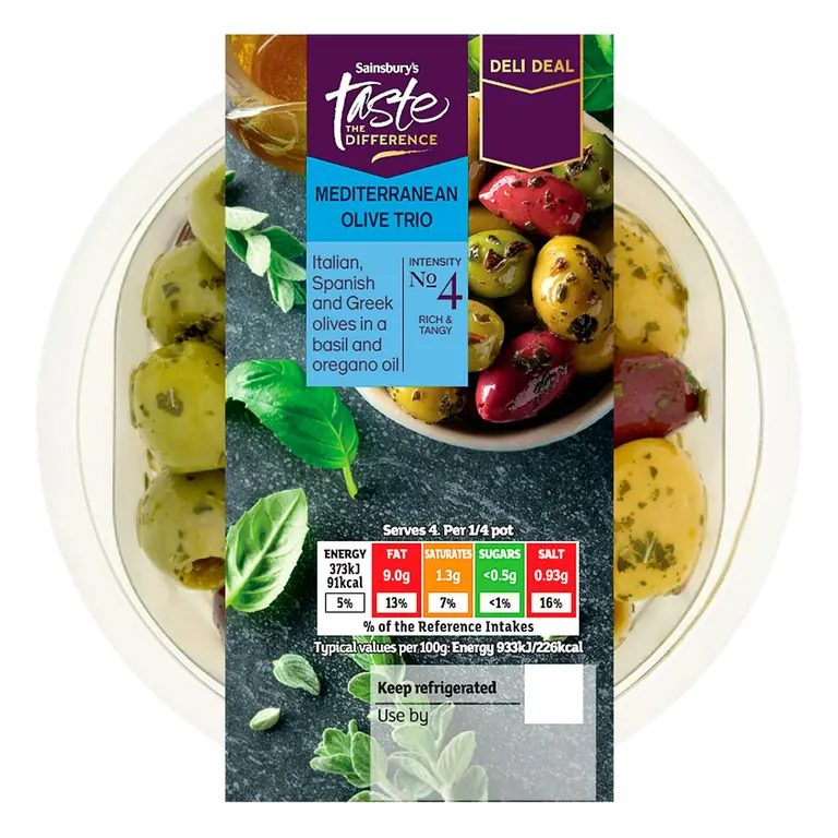 160g Mediterranean Olive Trio, Taste the Difference