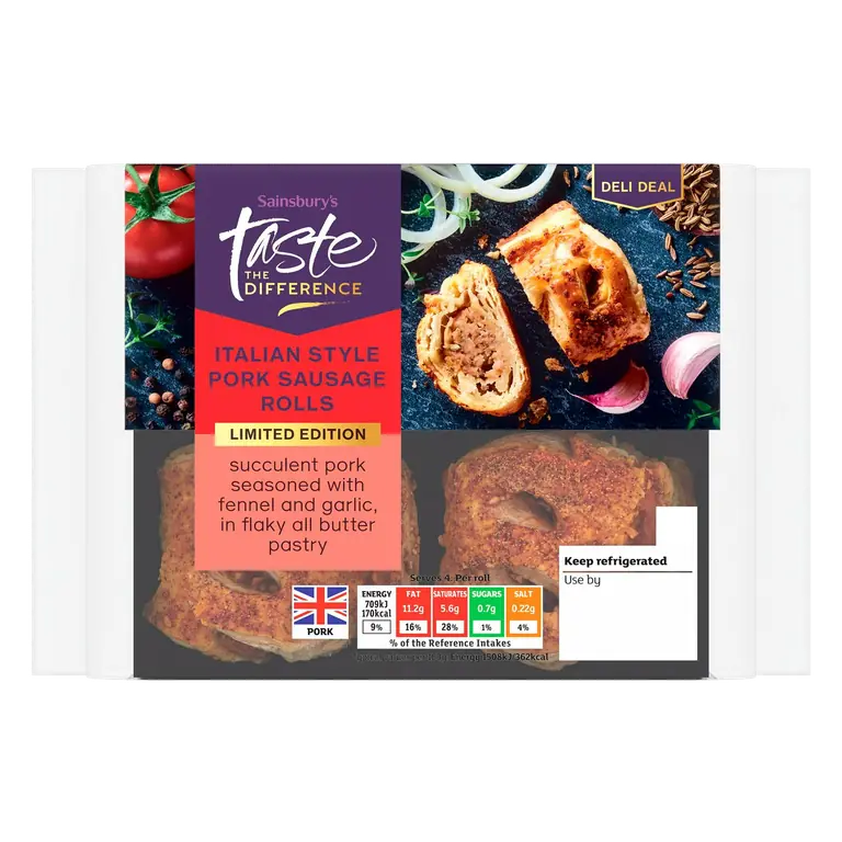 188g Italian Style Pork Sausage Rolls, Taste the Difference
