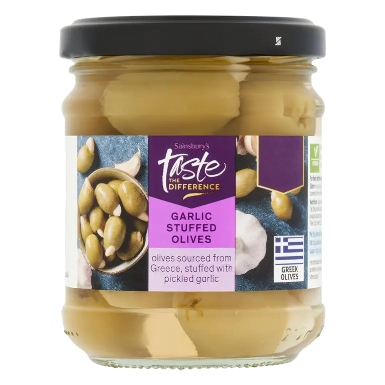 190g Garlic Stuffed Olives, Taste the Difference (110g*)