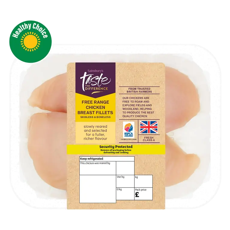 2 British Free Range Chicken Breast Fillets, Taste the Difference (Approx. 310g)