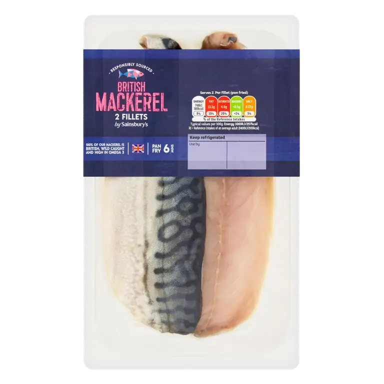 2 British Mackerel Fillets 180g