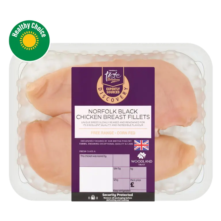 2 Free Range Norfolk Black Corn Fed British Chicken Breast Fillets (Approx. 355g)