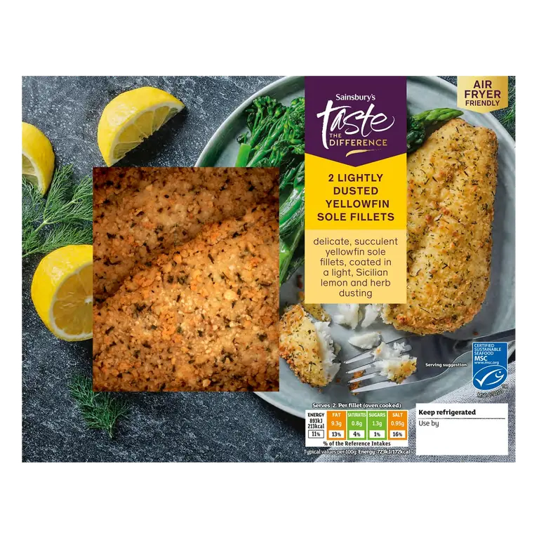 2 Lightly Dusted Yellowfin Sole Fillets, Taste the Difference 265g