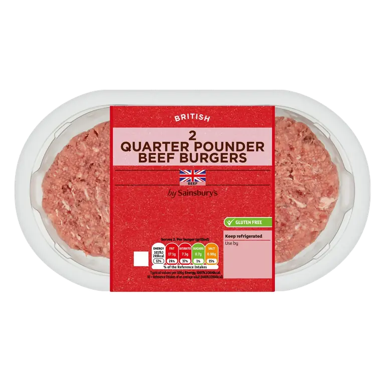 2 Quarter Pounder Beef Burgers 227g