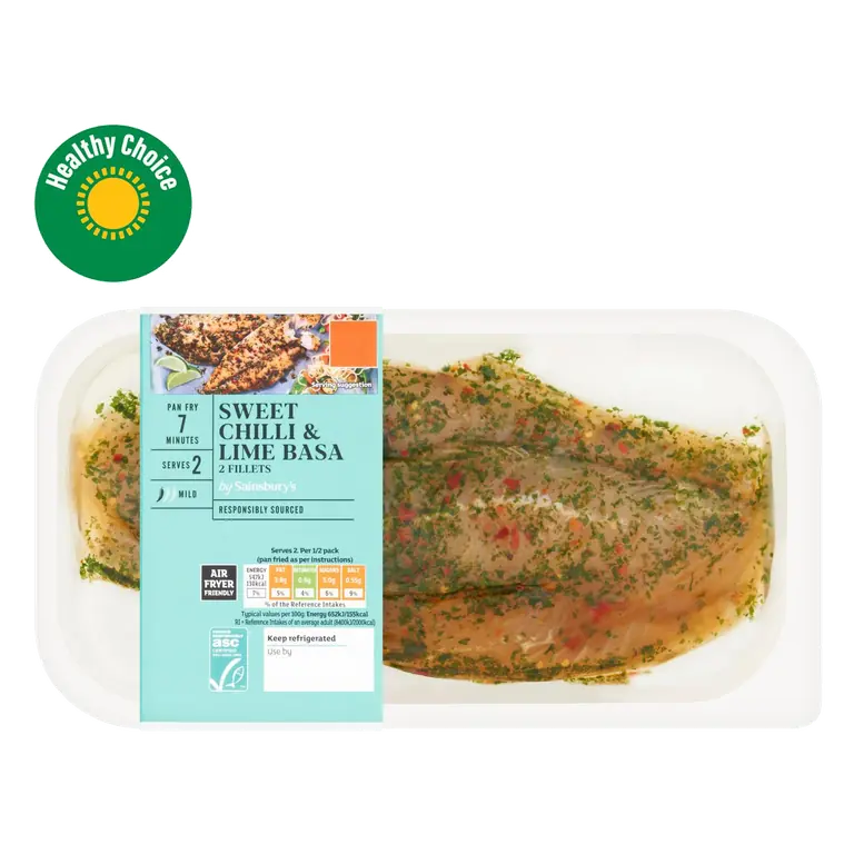 2 Ready to Cook Sweet Chilli ASC Basa Fillets 220g