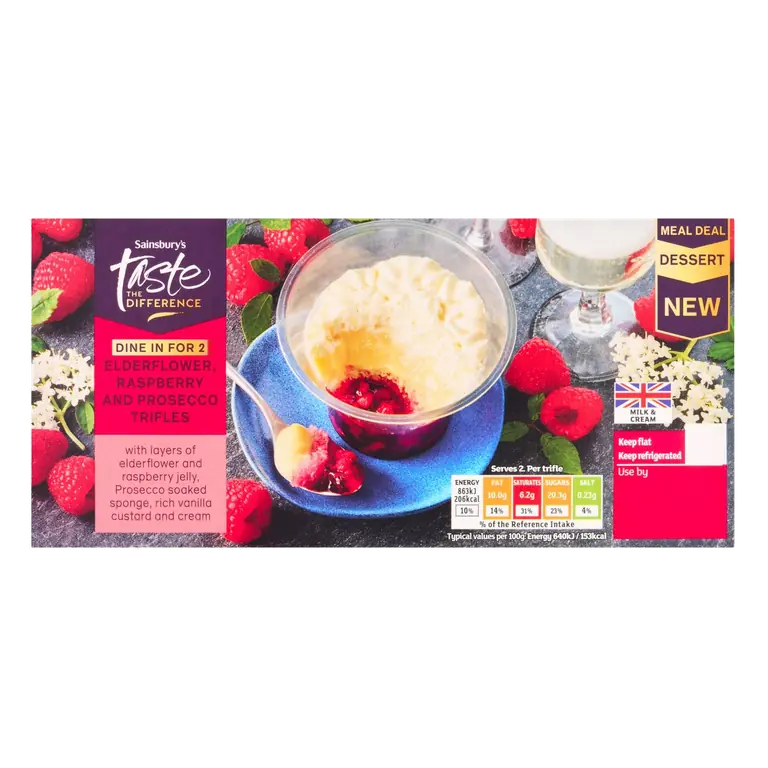2 x 135g Elderflower, Raspberry & Prosecco Trifles, Taste the Difference