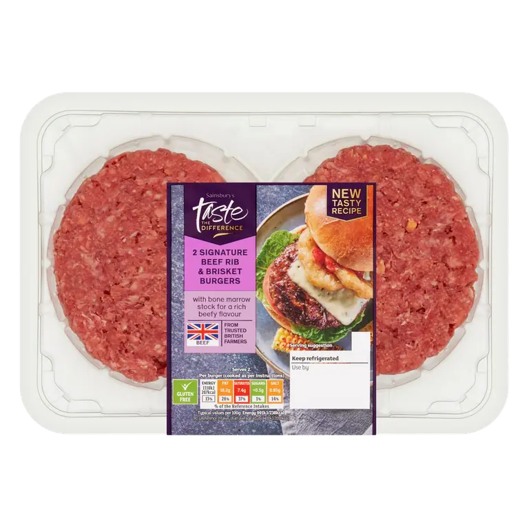 2 x Signature Beef Rib & Brisket Burgers, Taste the Difference 340g