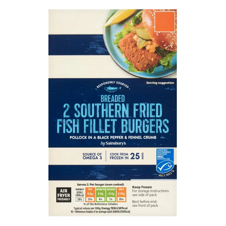2 x Southern Fried Fish Fillet Burgers 227g