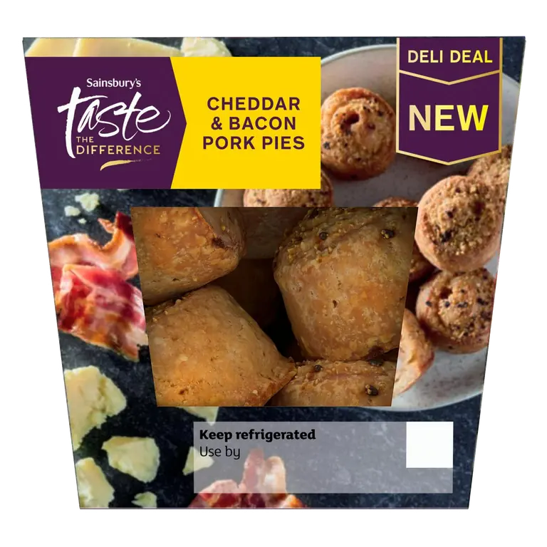 200g Cheddar & Bacon Pork Pies, Taste the Difference