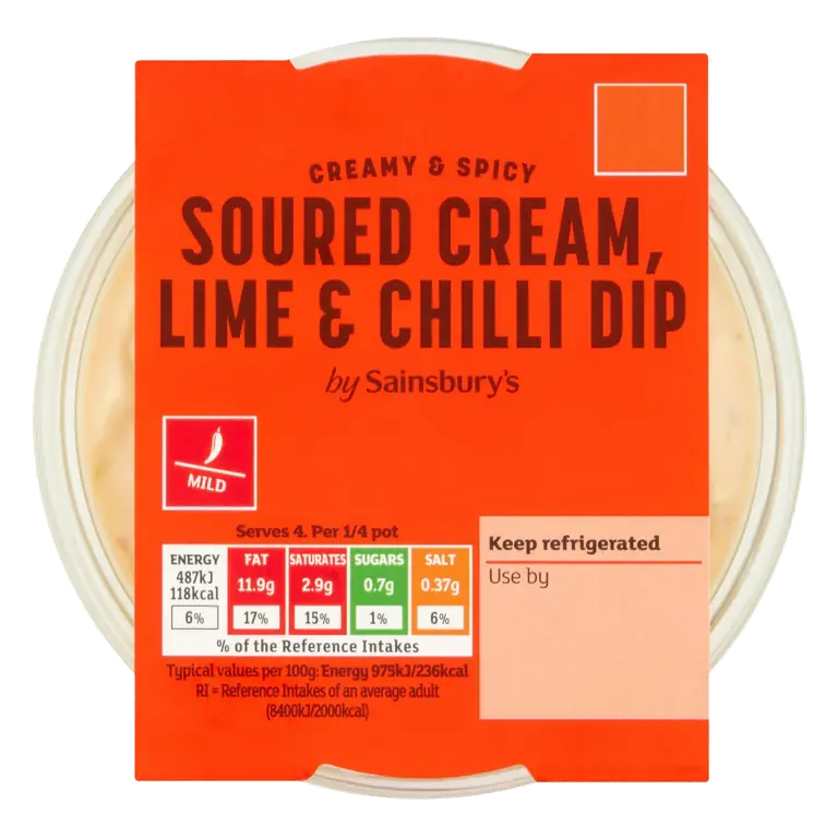 200g Creamy & Spicy Soured Cream, Lime & Chilli Dip