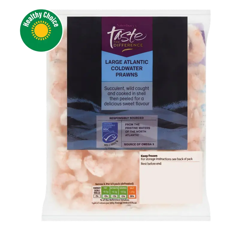 250g Large Atlantic Cold Water Prawns, Taste the Difference