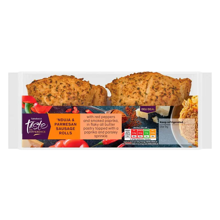 270g 'Nduja & Parmesan Sausage Rolls, Taste the Difference