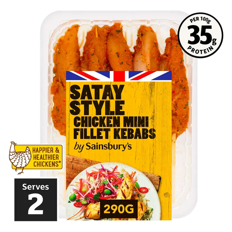 290g Satay Style British Chicken Breast Fillet Kebabs