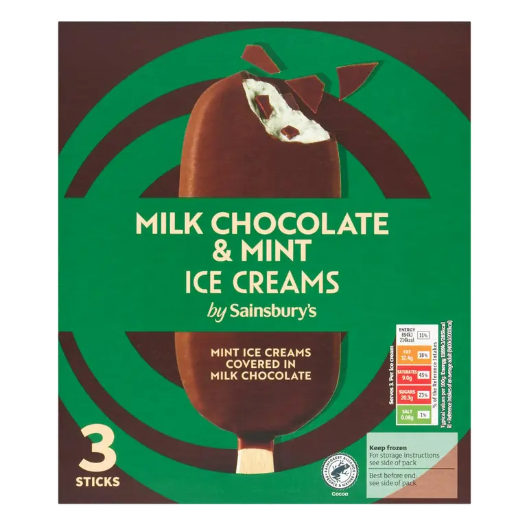 3 x Milk Chocolate & Mint Ice Creams 330ml