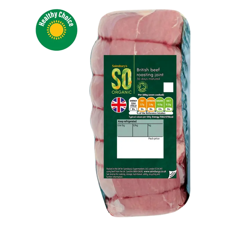30 Days Matured British Beef Roasting Joint, So Organic (approx. 1.05kg)