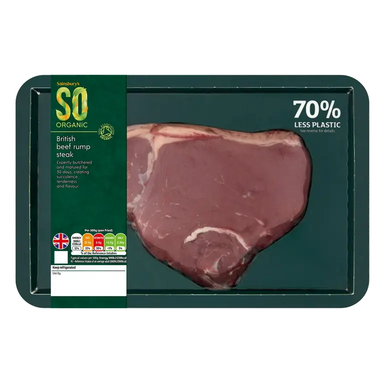 30 Days Matured British Beef Rump Steak, So Organic 225g
