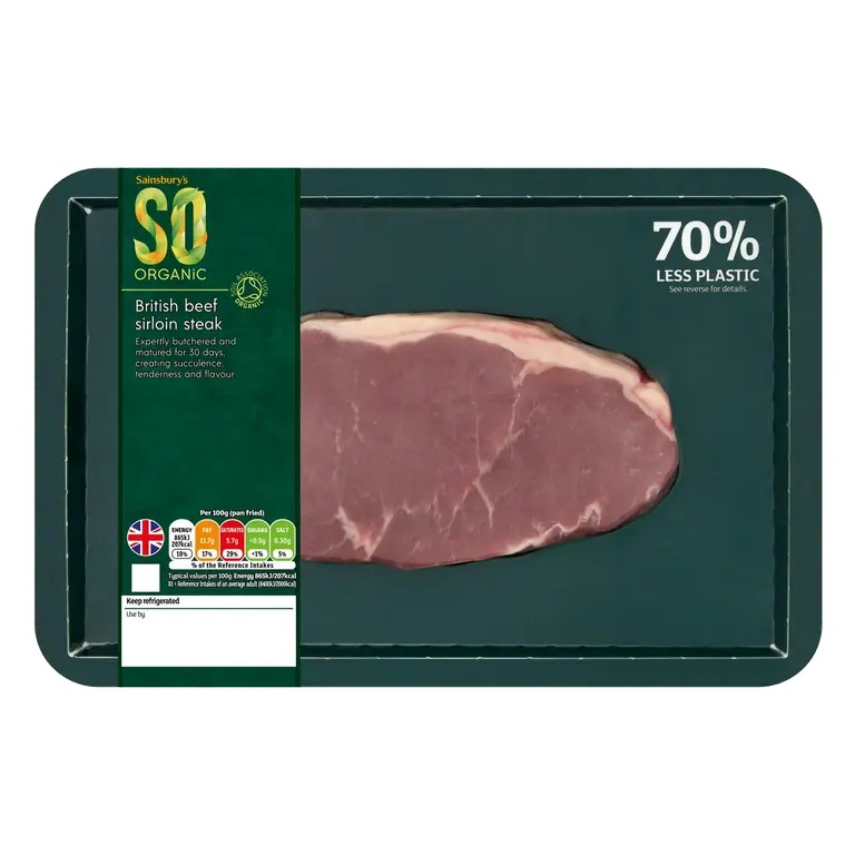 30 Days Matured British Beef Sirloin Steak, So Organic 225g
