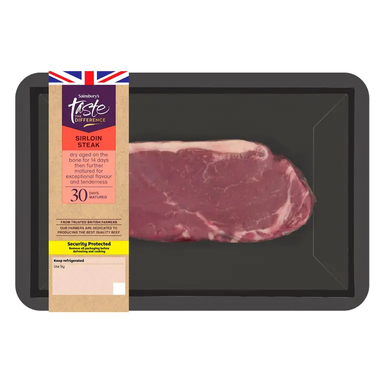 30 Days Matured British Beef Sirloin Steak, Taste the Difference 225g