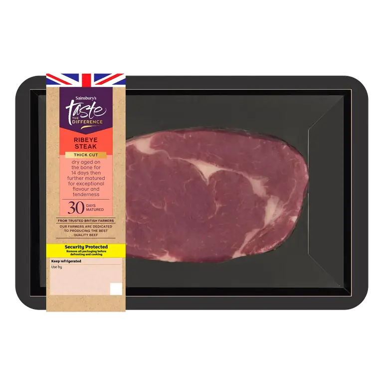 30 Days Matured British Beef Thick Cut Ribeye Steak, Taste the Difference 400g