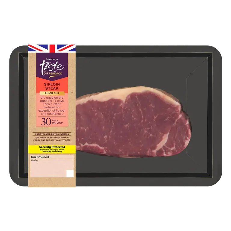 30 Days Matured British Beef Thick Cut Sirloin Steak, Taste the Difference 400g