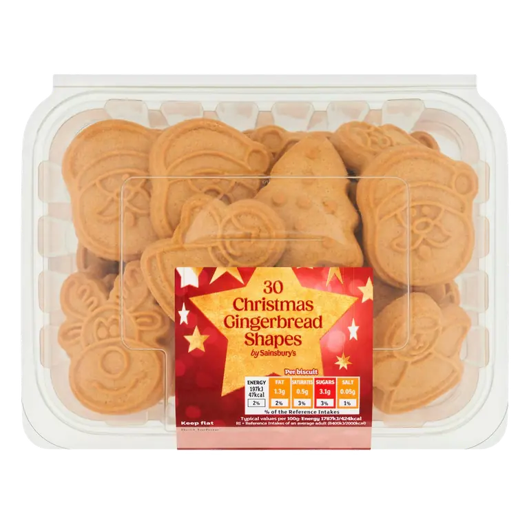 30 x Christmas Gingerbread Shapes 300g
