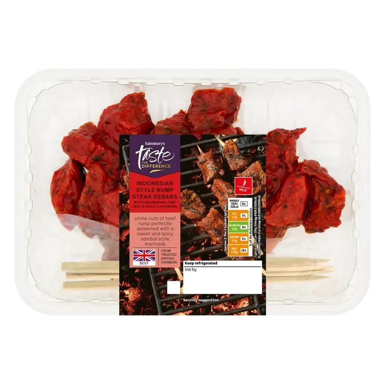 315g Indonesian Style Rump Steak Kebabs, Taste the Difference