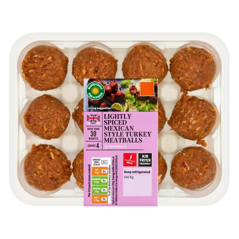 372g Lightly Spiced Mexican Style Turkey Meatballs