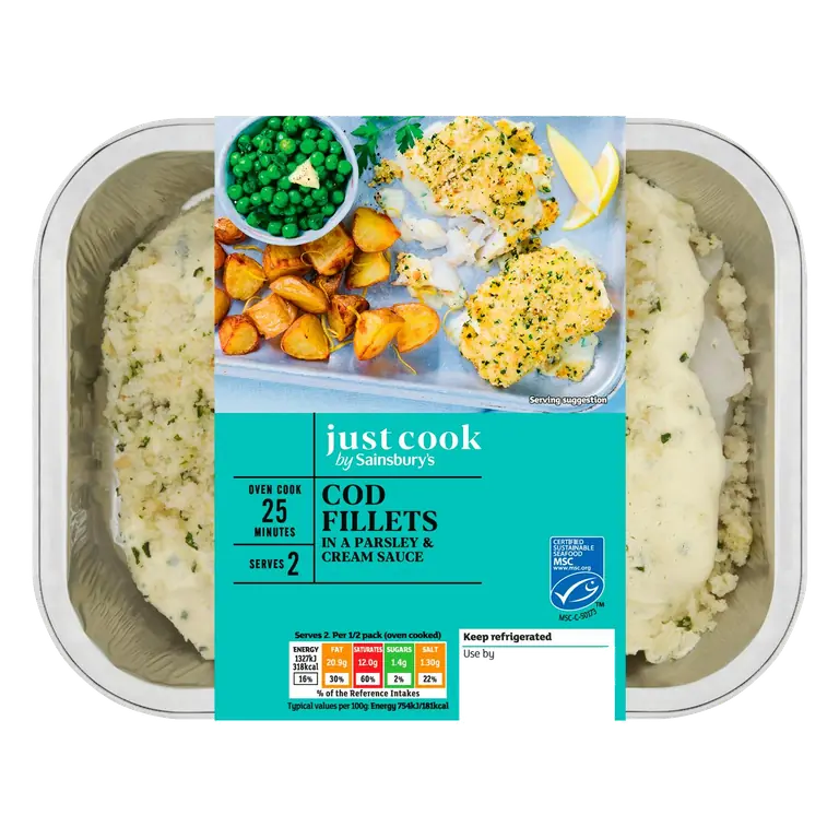 380g Parsley & Cream Sauce Cod Fillets