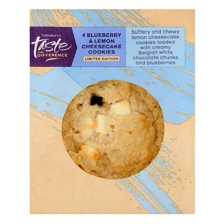 4 x Blueberry & Lemon Cheesecake Cookies, Limited Edition, Taste the Difference