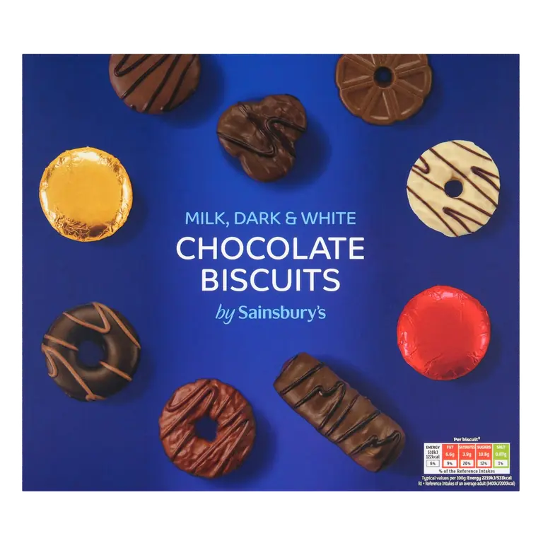 400g Milk, Dark & White Chocolate Biscuit Selection