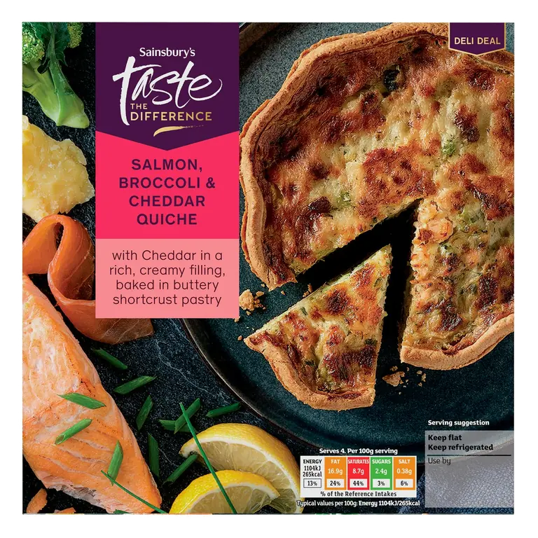 400g Salmon, Broccoli & Cheddar Quiche, Taste the Difference