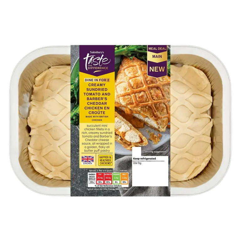 420g Creamy Sundried Tomato & Barber's Cheddar Chicken En Croûte, Taste the Difference